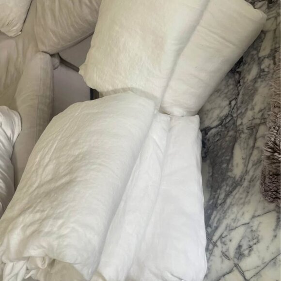 Pottery Barn White Full/Queen Belgian Flax Linen Duvet Cover - Picture 1 of 5